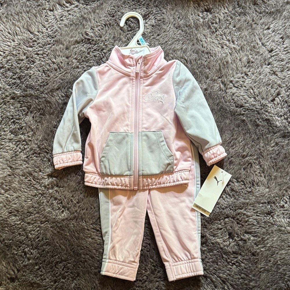 Puma Pink and Light Gray Infant Track Suit